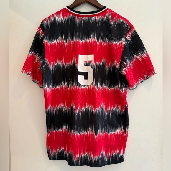 Soccer Jersey Ring of Fire Black Red Amp Stripe L Large vintage - Picture 5 of 9
